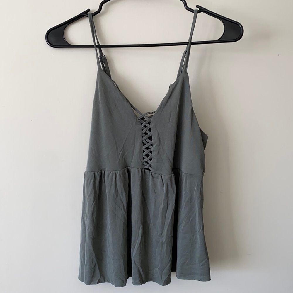 Green/gray tank top with cross design